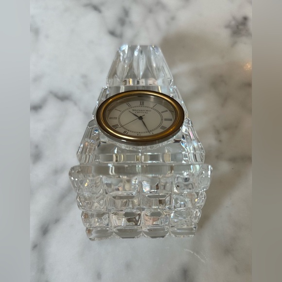 Waterford Cut Crystal Obelisk Pyramid Desk Clock - VINTAGE - Picture 11 of 15